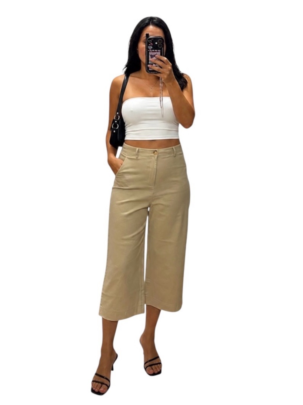 Princess Polly Beige Cropped Pants Capri Size 8 🤍